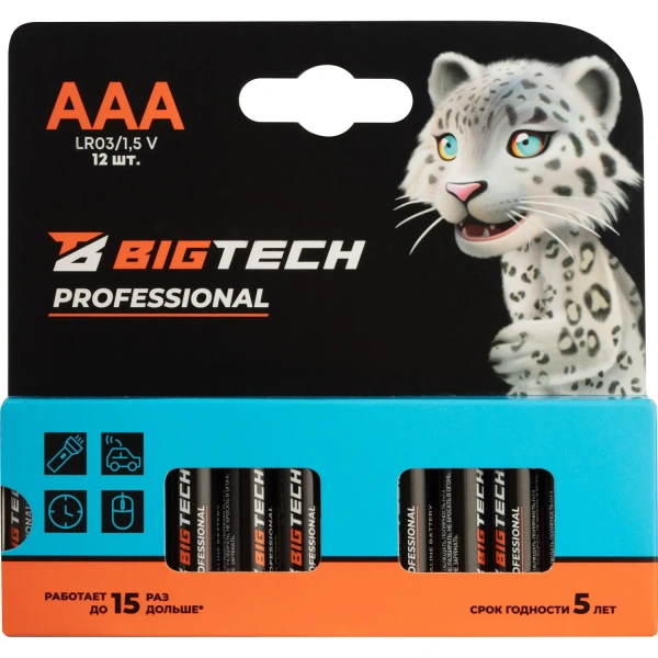Батарейка AAA мизинчиковая BigTech Professional (12 штук в упаковке)