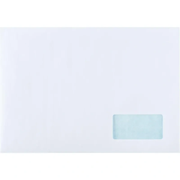 Конверт Комус C4 90 г/кв.м белый стрип с внутренней запечаткой (500 штук  в упаковке)