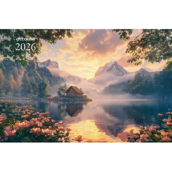 Календарь настенный 3-х блочный 2026 Горное озеро 34x80.5 см