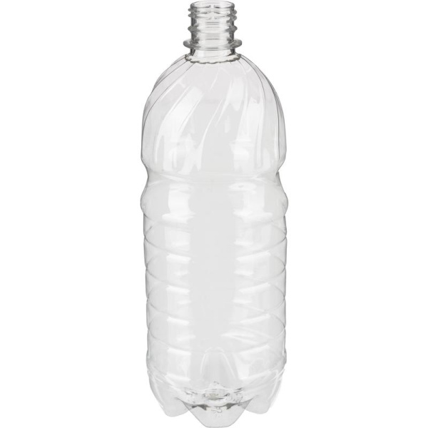 Бутылка с крышкой пластиковая прозрачная 1000 мл с узким горлом (100  штук в упаковке)