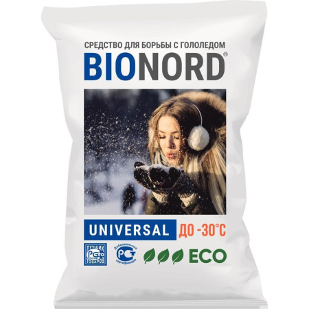 Реагент противогололедный Bionord Universal соль до -30 С мешок 23 кг