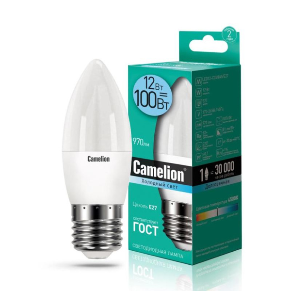 Лампа светодиодная Camelion LED12 C 12Вт E27 4500К 970Лм 220В 13690