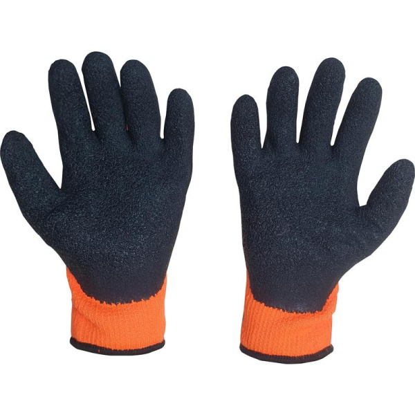 Перчатки рабочие Scaffa NM007 акриловые с латексным покрытием  оранжевые/черные (13 класс, размер 10, XL)