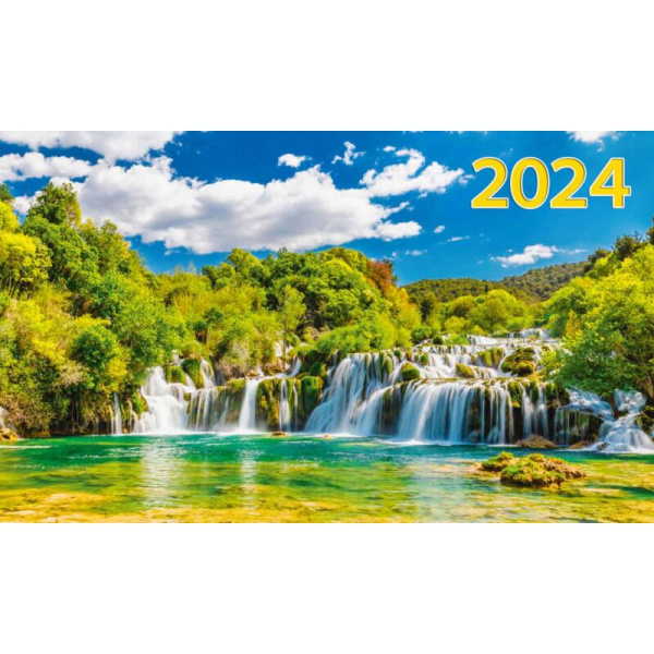 Календарь настенный 3-х блочный 2024 год 33 водопада (19.5x46.5 см)