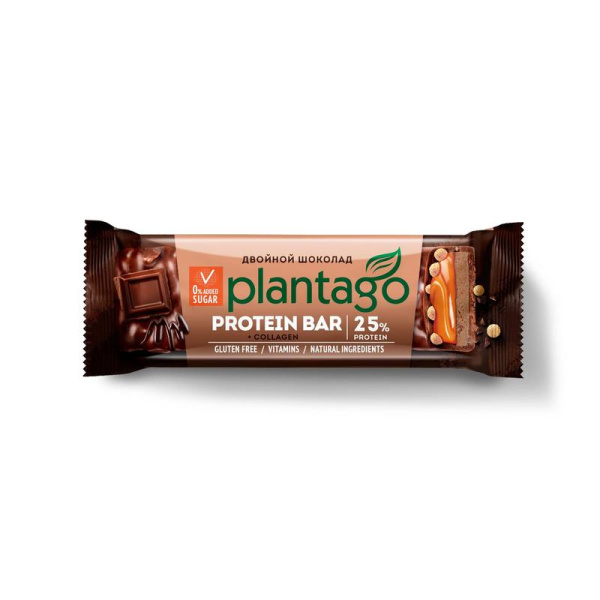 Батончик протеиновый Plantago Двойной шоколад (12 штук по 40 г)