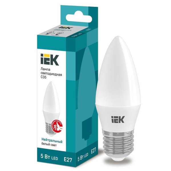 Лампа светодиодная IEK ECO А 5Вт E27 4000К 450Лм 230В  LLE-C35-5-230-40-E27