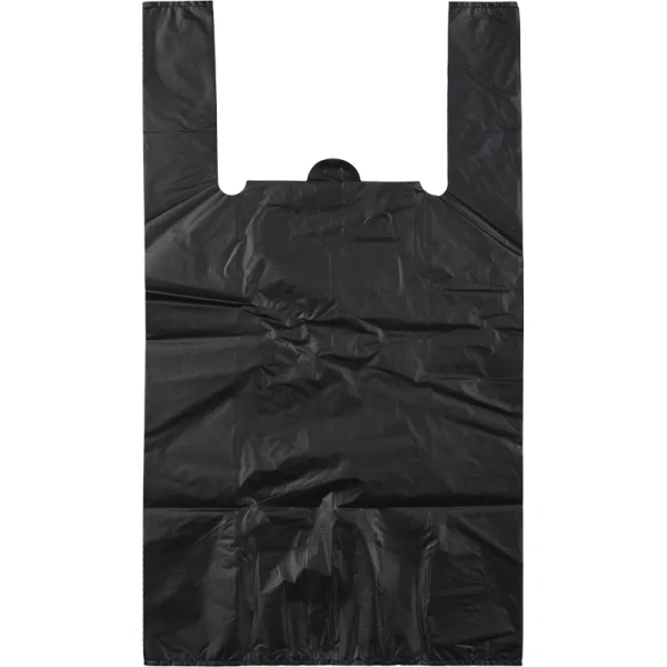 Пакет-майка ПНД 15 мкм черный (38+20х68 см, 100 штук в упаковке)