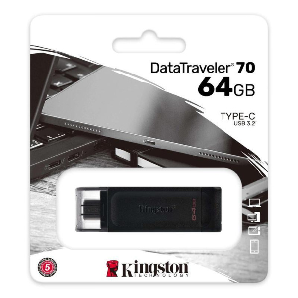 Флеш-память USB 3.2 Gen1 64 Гб Kingston DataTraveler 70  (DT70/64GB)