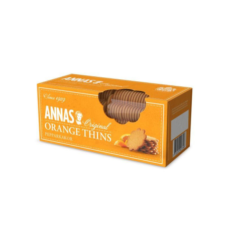 Печенье песочное Annas Orange Thins тонкое с апельсином 150 г Печенье песочное Annas Orange Thins тонкое с апельсином 150 г