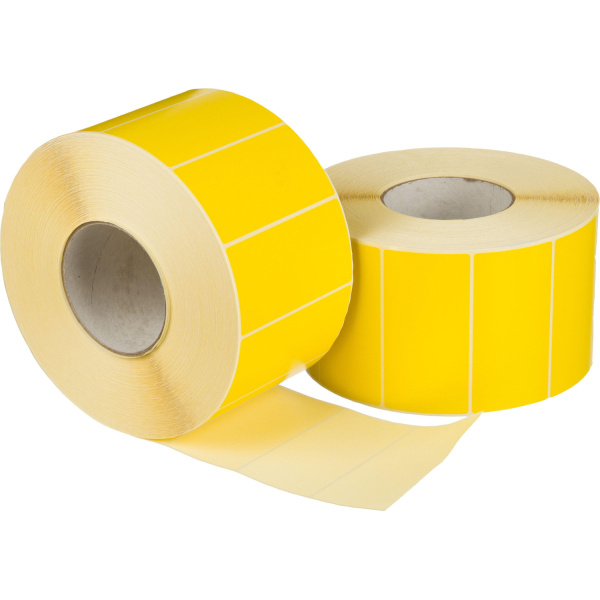 Термотрансферные этикетки 100х49 мм бумажные полуглянцевые желтые  (диаметр втулки 76 мм, 8 рулонов по 3000 этикеток)