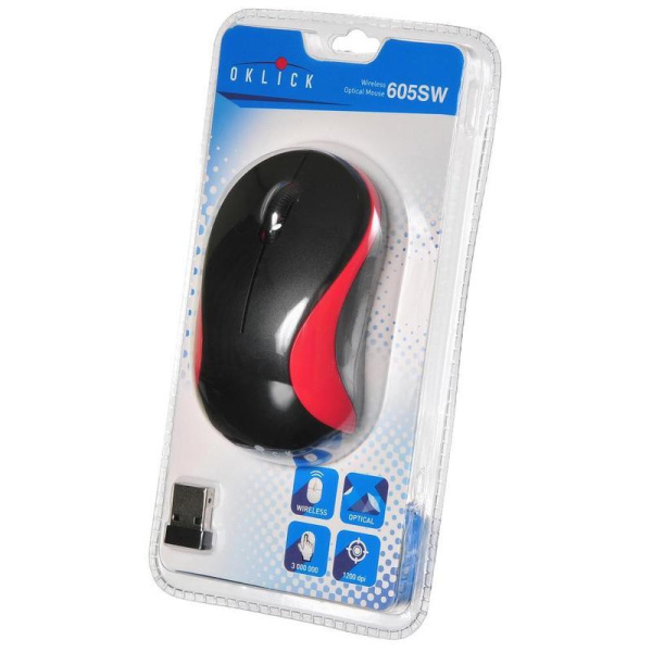 Мышь компьютерная Oklick 605SW черно-красная