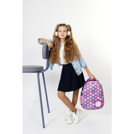 Ранец №1 School Easy Лапки анатомический фиолетовый с двумя отделениями