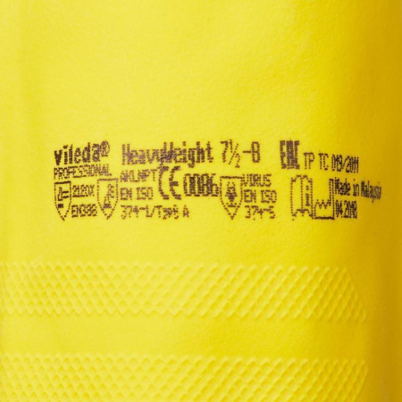 Перчатки латексные Vileda Professional Усиленные с неопреном повышенная прочность зеленые/желтые (размер 7.5-8, M, артикул производителя 120268)