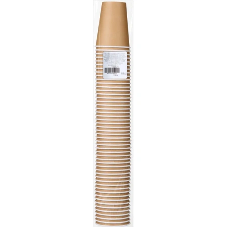 Стакан одноразовый бумажный 300 мл коричневый 50 штук в упаковке Комус Стандарт