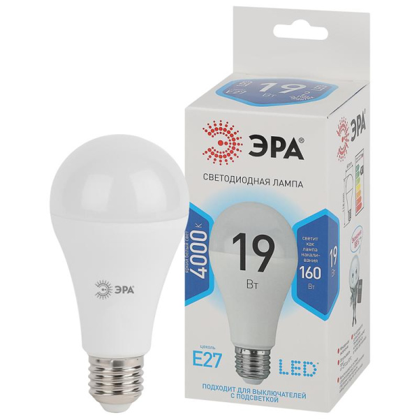 Лампа светодиодная Эра Std LED A65-19W-840-E27 груша 19Вт E27 4000K  1520Лм 220В Б0031703