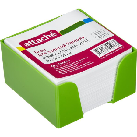 Блок для записей Attache Fantasy 90x90x50 мм белый в салатовом боксе