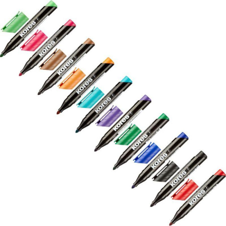 Набор маркеров перманентных Kores 10 цветов (толщина линии 3-5 мм)