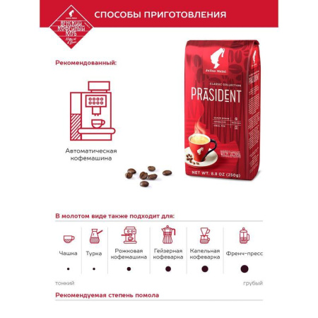 Кофе в зернах Julius Meinl Президент 250 г