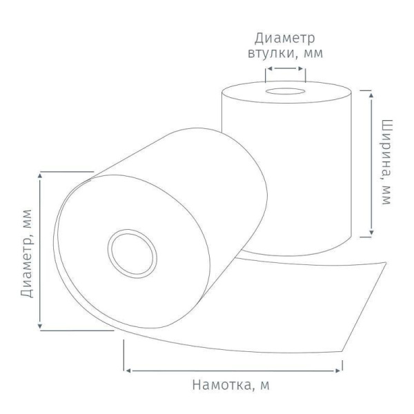 Чековая лента из термобумаги 80 мм (диаметр 80 мм, намотка 82 м, втулка  18 мм, 8 штук в упаковке)