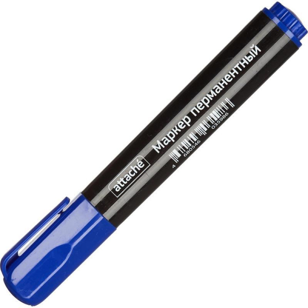 Маркер перманентный Attache синий (толщина линии 1.5-3 мм)