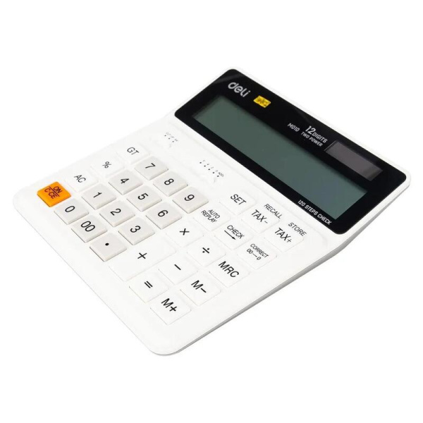 Калькулятор бухгалтерский Deli EM01010 12-разрядный белый 160х150x33 мм