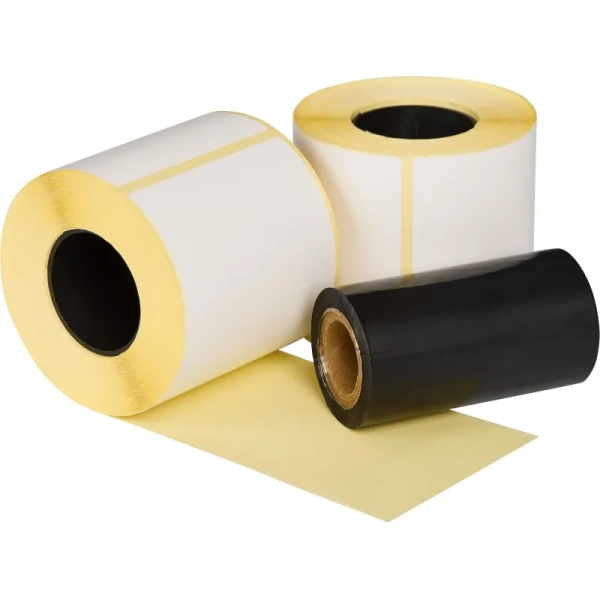 Набор из термотрансферных этикеток 75х120 мм (3 рулона по 260 этикеток)  и риббона Wax 80 мм x 100 м