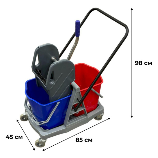 Тележка уборочная двухвёдерная 2х18 л, с отжимом (DR6074)