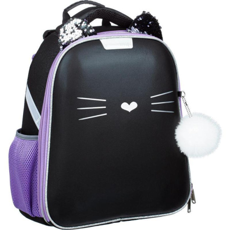 Ранец ортопедический N1 School Kitty Black (экокожа)