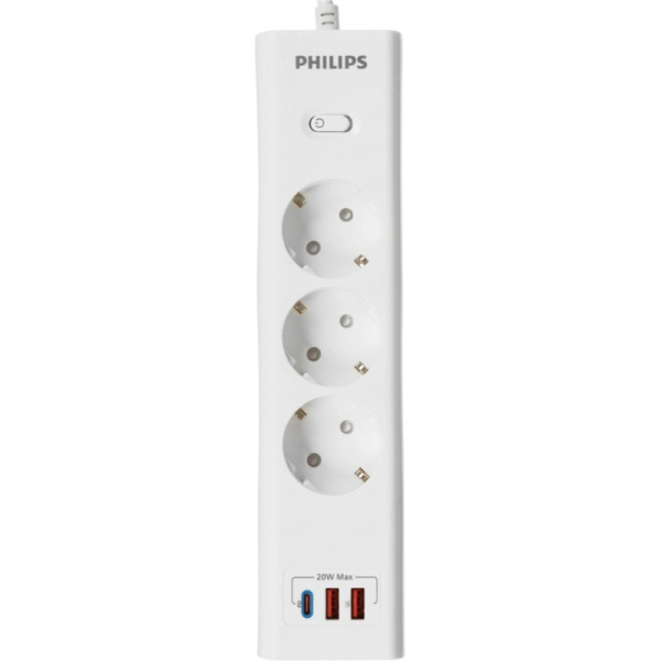 Сетевой фильтр Philips CHP4336WA/51 на 3 розетки 2 метра + 2 USB