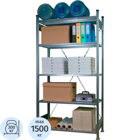 Стеллаж металлический Klesto НE255-612 (5 полок, 1330х600х2500 мм)