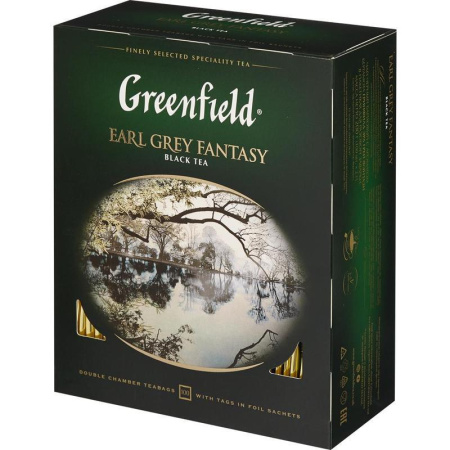 Чай Greenfield Earl Grey Fantasy черный с бергамотом 100 пакетиков