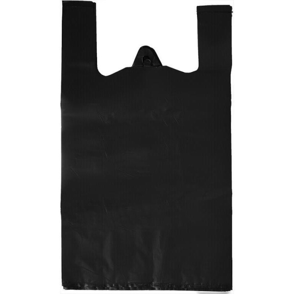 Пакет-майка Знак Качества ПНД усиленный черный 45 мкм (40+18x70 см, 50 штук в упаковке)
