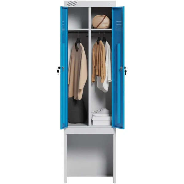 Шкаф для одежды металлический Металл-Завод ШРЭК-22-530 ВСК (синий/серый,  530х500х1850 мм)