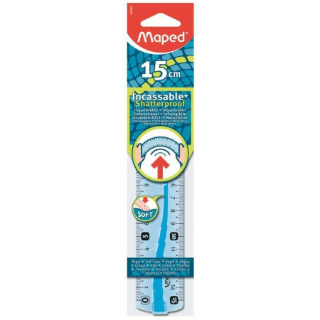 Линейка 15 см Maped Incassable пластиковая цвета в ассортименте с  резиновой вставкой (244060)