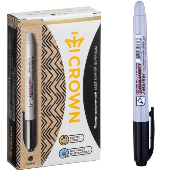 Маркер перманентный Crown Multi Marker черный (толщина линии 1 мм)  круглый наконечник