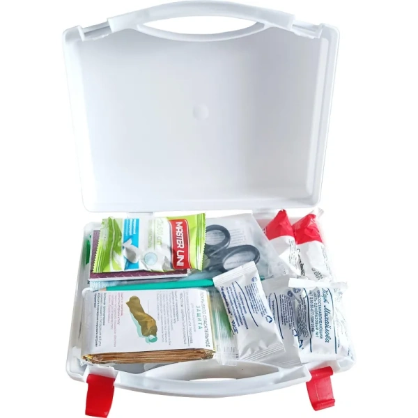 Аптечка первой помощи для учебных и общеобразовательных учреждений ФЭСТ  по приказу №261н с наполнителем (пластиковый бокс)