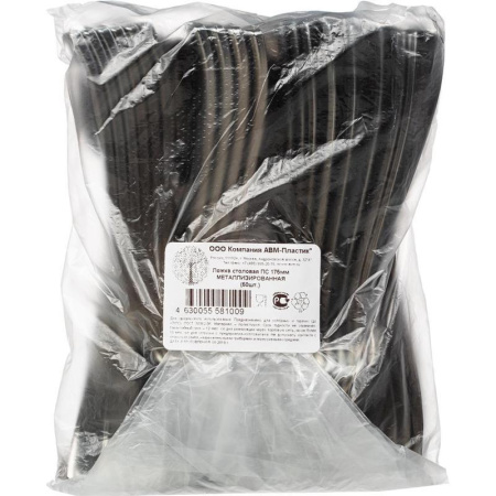 Ложка одноразовая столовая PLMA металлизированная 175 мм 50 штук в упаковке