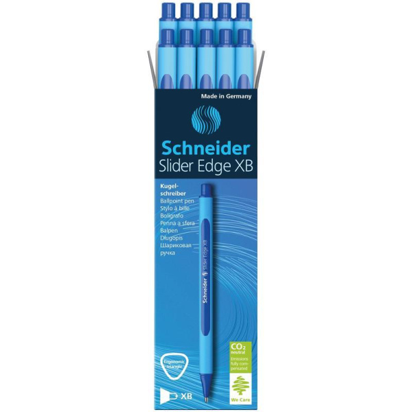 Ручка шариковая одноразовая Schneider Slider Edge XB цвет чернил синий цвет корпуса голубой