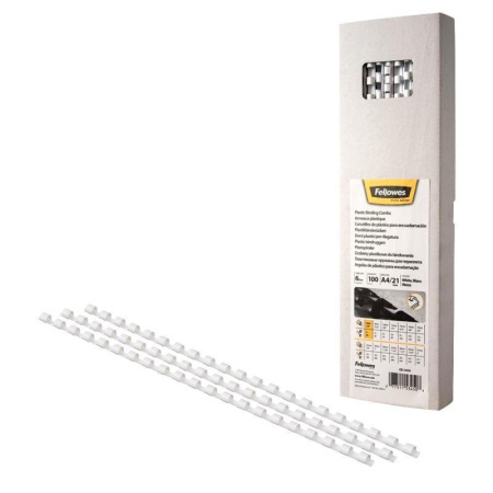 Пружины для переплета пластиковые Fellowes 6 мм белые (100 штук в  упаковке)