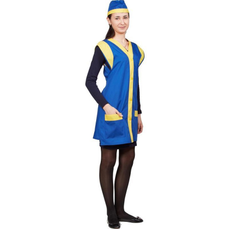 Фартук-сарафан Солнышко васильковый/желтый с пилоткой