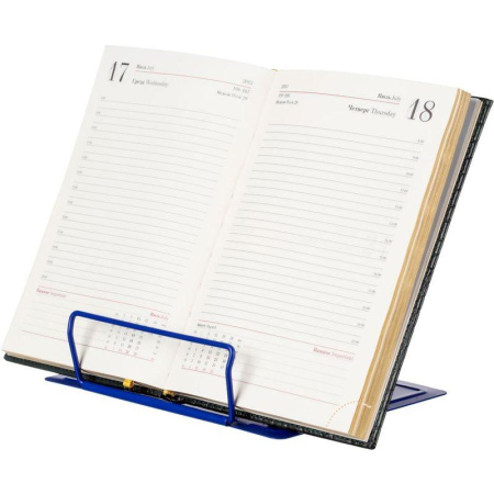 Подставка для книг №1 School Динозавр металлическая синяя