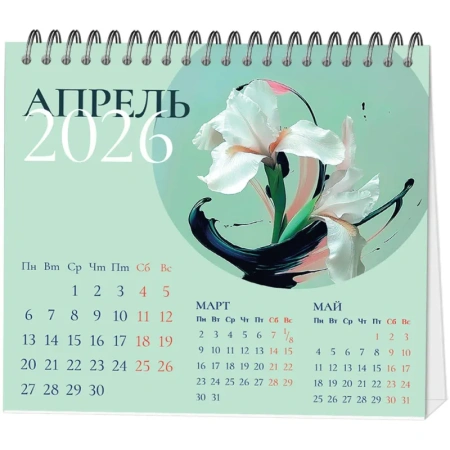 Календарь-домик настольный 2026 Цветы 12x11 см