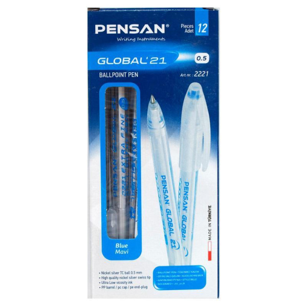 Ручка шариковая Pensan Global 21 синяя (толщина линии 0.3 мм, 2221)