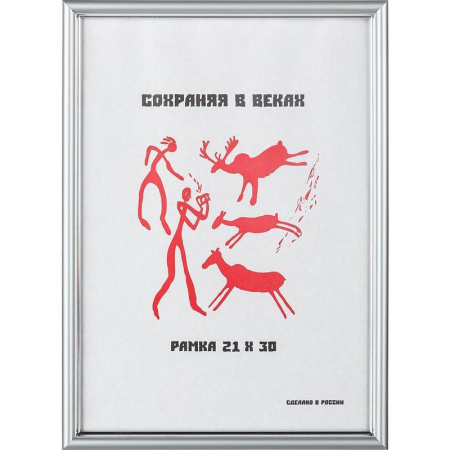 Рамка A4 21x30 см пластиковый багет 14 мм серебристая