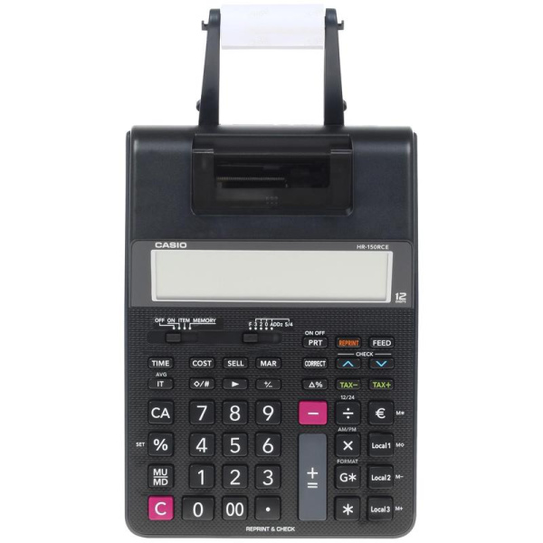 Калькулятор печатающий Casio HR-150RCE 12-разрядный 195х165х65 мм