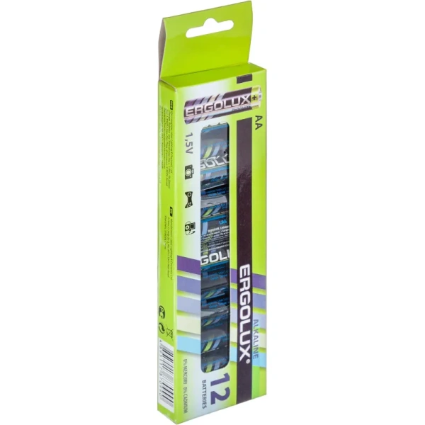 Батарейки Ergolux Alkaline пальчиковые АА LR6 (12 штук в упаковке)