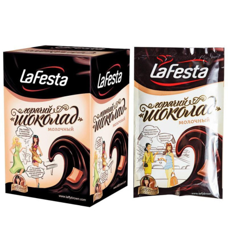 Горячий шоколад в пакетиках La Festa молочный 10 штук в упаковке