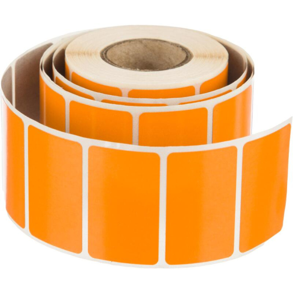 Термоэтикетки 37х22 мм ТОП оранжевые (диаметр втулки 25 мм, 7 рулонов по  500 этикеток)