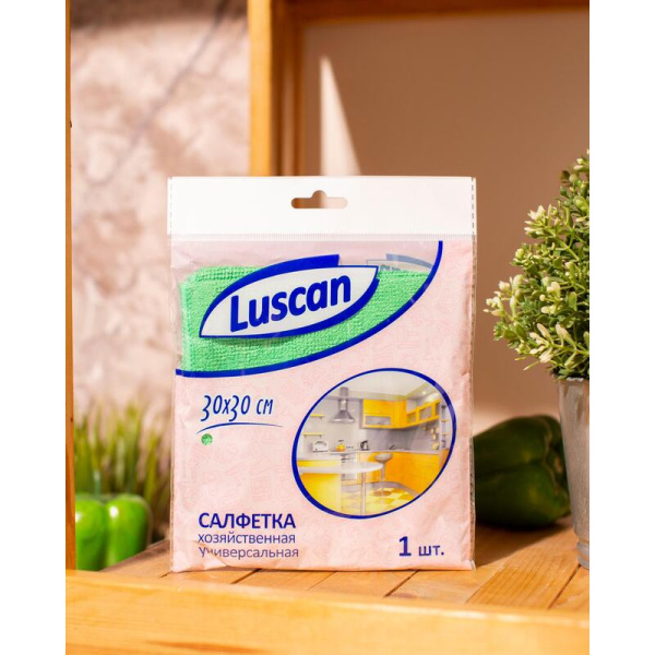 Салфетка хозяйственная Luscan микрофибра 30х30 см 200 г/кв.м зеленая