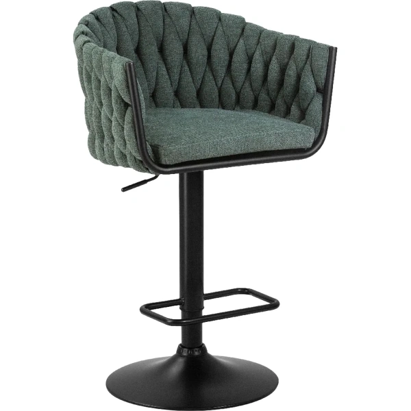 Стул барный Dobrin Leon зелёный/чёрный (ткань/металл)
